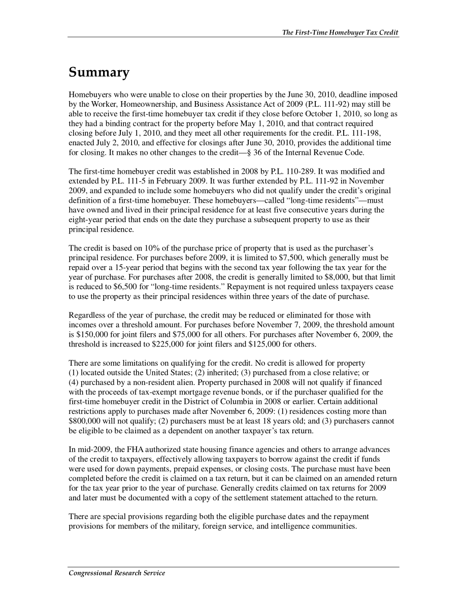 [20100706]RL34664_首次购房者税收抵免.pdf_第2页