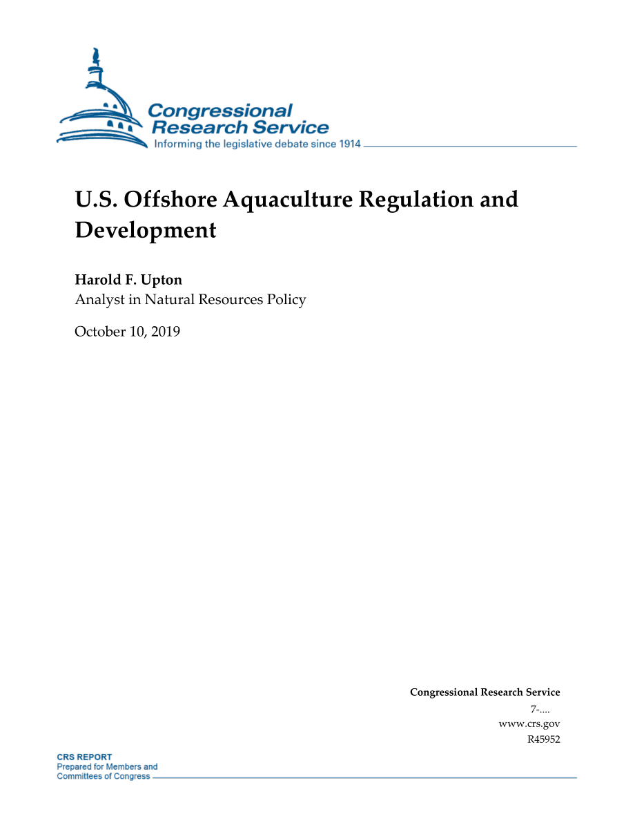[20191010]R45952_美国近海水产养殖监管与发展.pdf_第1页