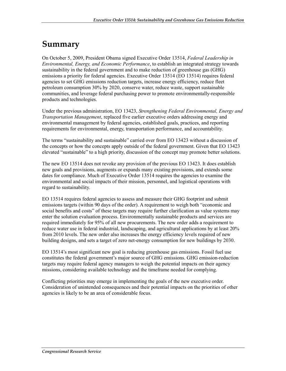 [20091203]R40974_第13514号行政命令：可持续性和温室气体减排 .pdf_第2页