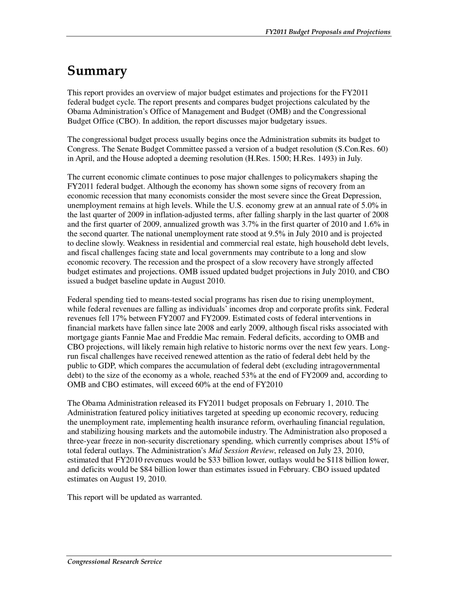 [20100901]R41147_2011财年预算提案和预测.pdf_第2页
