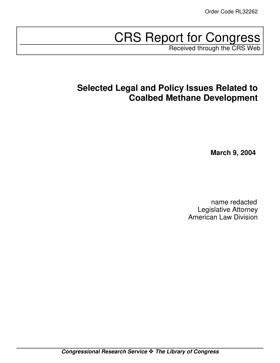 [20040309]RL32262_与煤层气开发相关的若干法律和政策问题.pdf_第1页