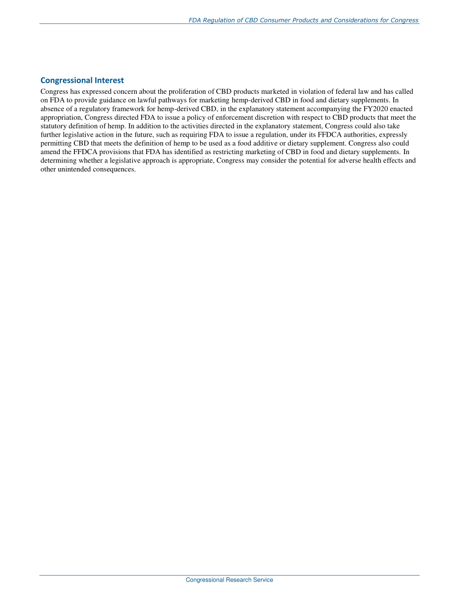 [20200121]R46189_美国食品和药物管理局（FDA）对大麻二酚（CBD）消费品的监管：大会概况和注意事项.pdf_第3页