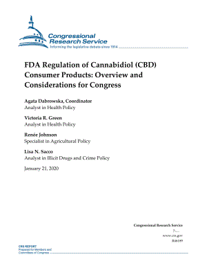 [20200121]R46189_美国食品和药物管理局（FDA）对大麻二酚（CBD）消费品的监管：大会概况和注意事项.pdf