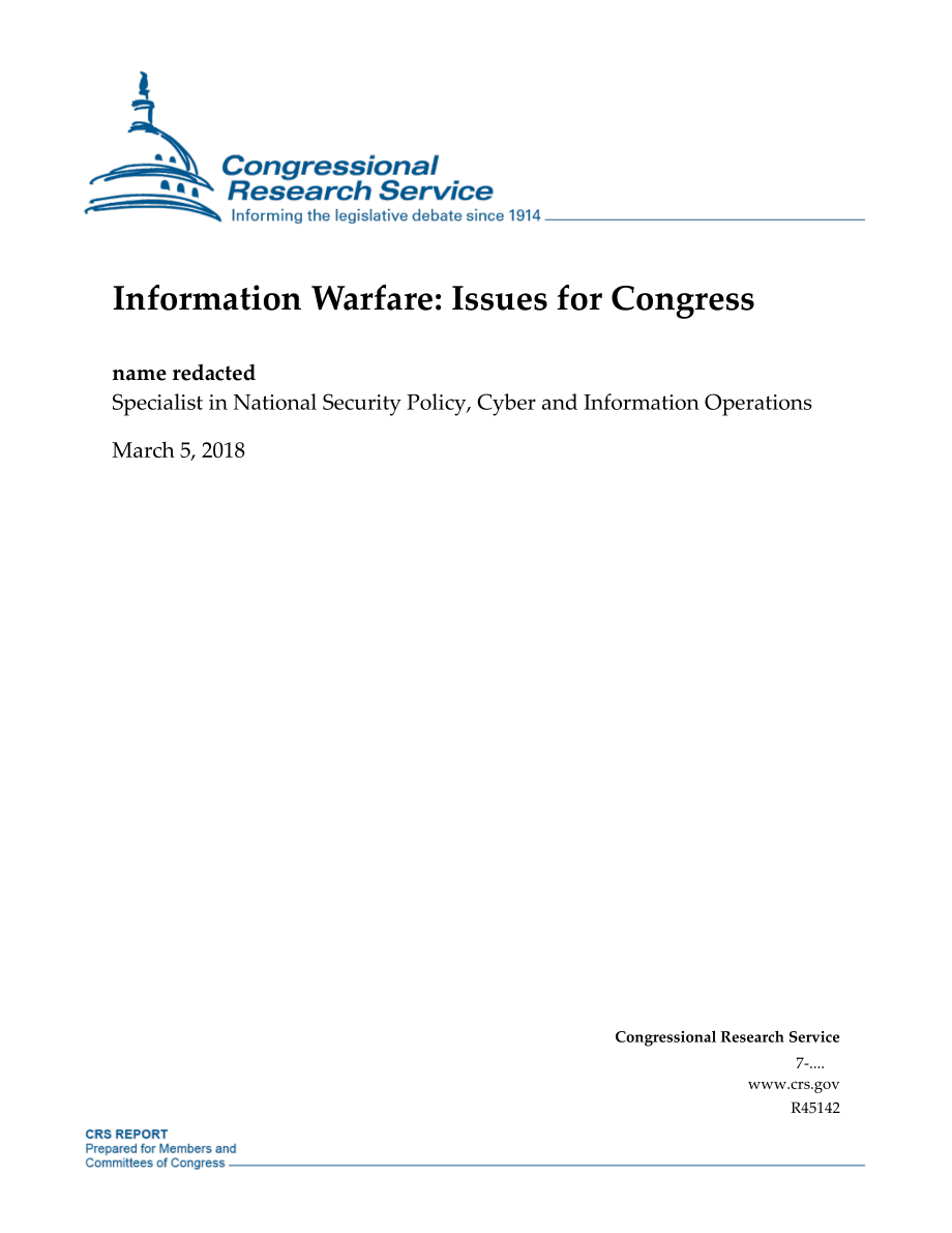 [20180305]R45142_信息战：国会议题.pdf_第1页