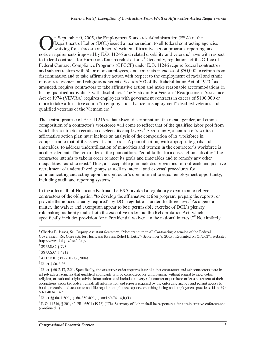 [20070122]RS22282_卡特里娜飓风救援：美国劳工部免除承包商的书面平权行动要求.pdf_第3页
