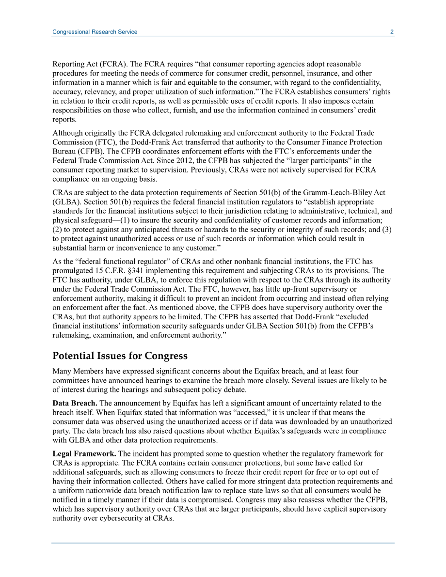 [20170929]IN10792_Equifax数据泄露：国会概况和议题.pdf_第2页