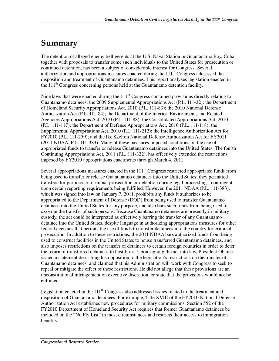 [20110113]R40754_关塔那摩拘留中心：第111届国会的立法活动.pdf_第2页