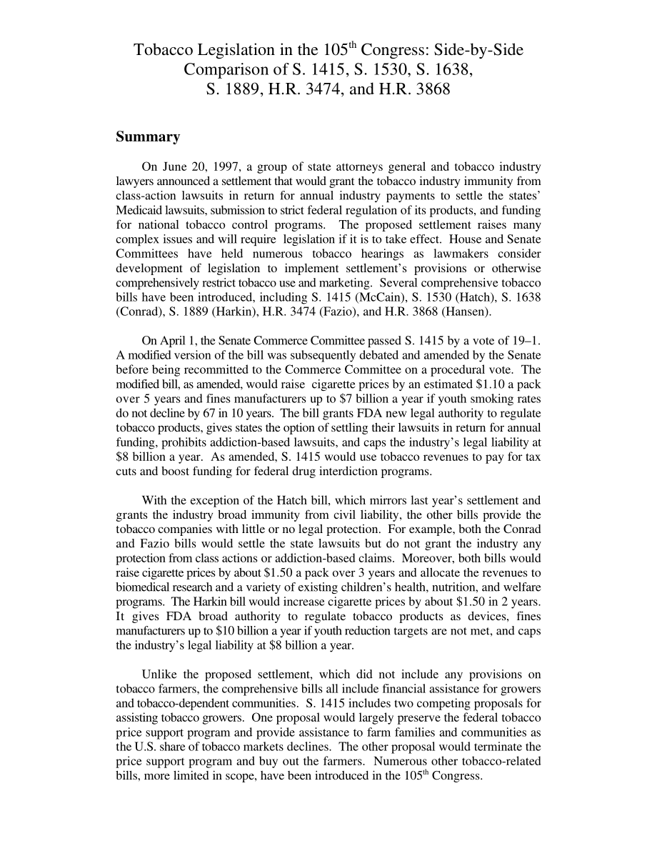 [19980819]98-6STM_第105届国会烟草立法：S.1415、S.1530、S.1638、S.1889、H.R.的并列比较3474和H.R.3868.pdf_第3页