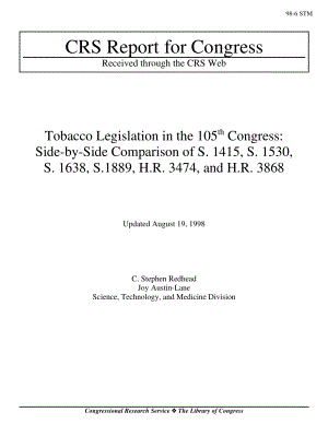 [19980819]98-6STM_第105届国会烟草立法：S.1415、S.1530、S.1638、S.1889、H.R.的并列比较3474和H.R.3868.pdf
