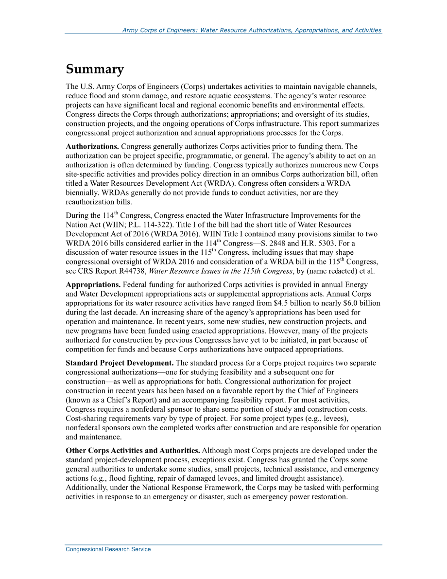 [20171017]R41243_陆军工程兵团：水资源授权、拨款和活动.pdf_第2页