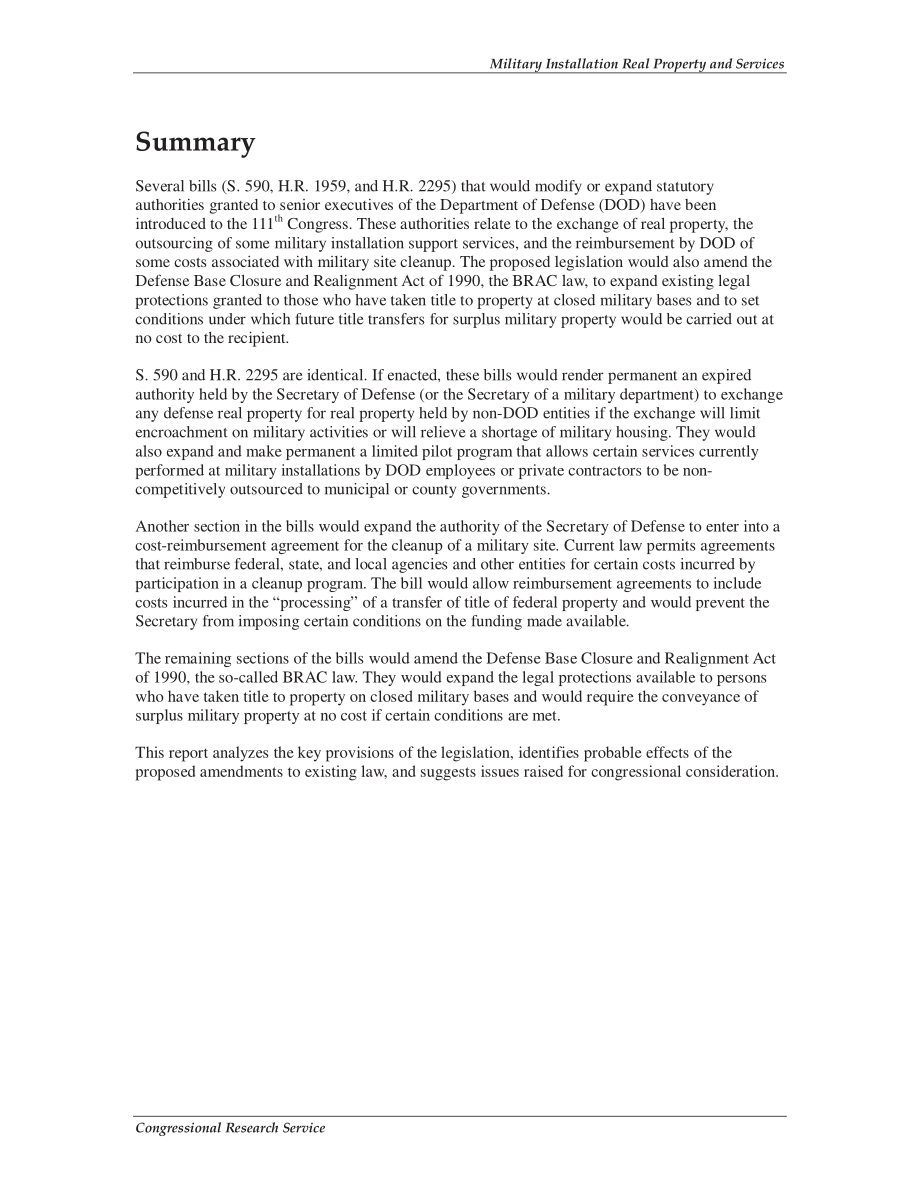 [20090604]R40620_军事设施不动产和服务：第111届国会的立法提案.pdf_第2页