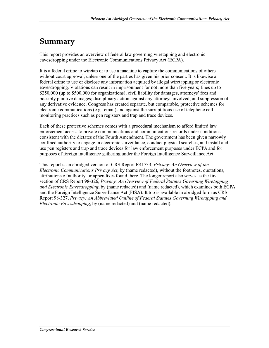 [20121009]R41734_隐私：《电子通信隐私法》简略概述.pdf_第2页