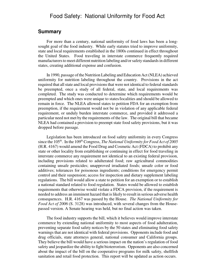 [20070123]RL33559_食品安全：《全国食品统一法》.pdf_第2页