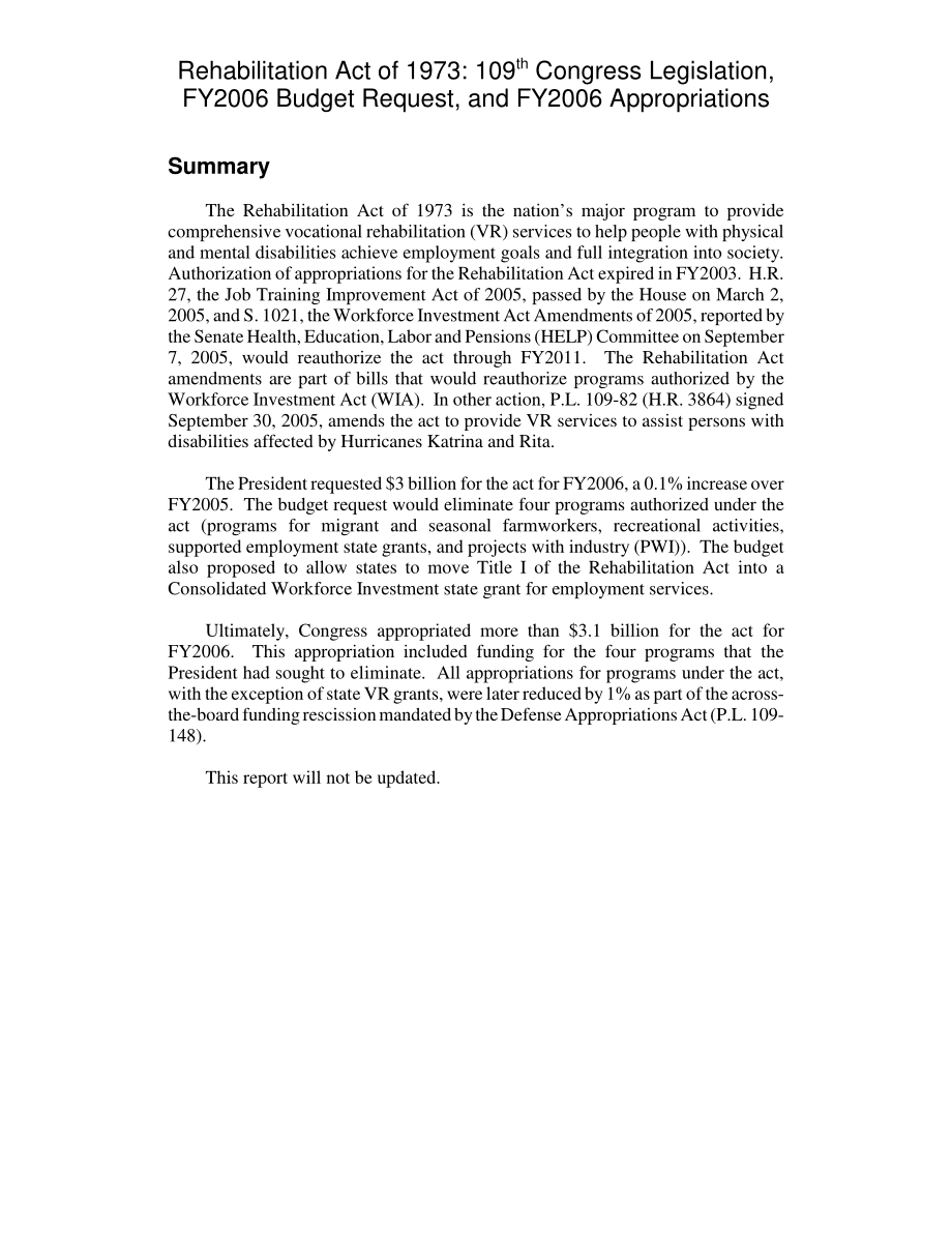 [20060126]RL33249_1973年康复法案：第109届国会立法、2006财年预算请求和2006财年拨款.pdf_第2页