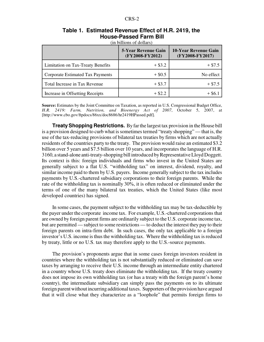 [20080122]RS22759_第110届国会的农业立法和税收.pdf_第2页