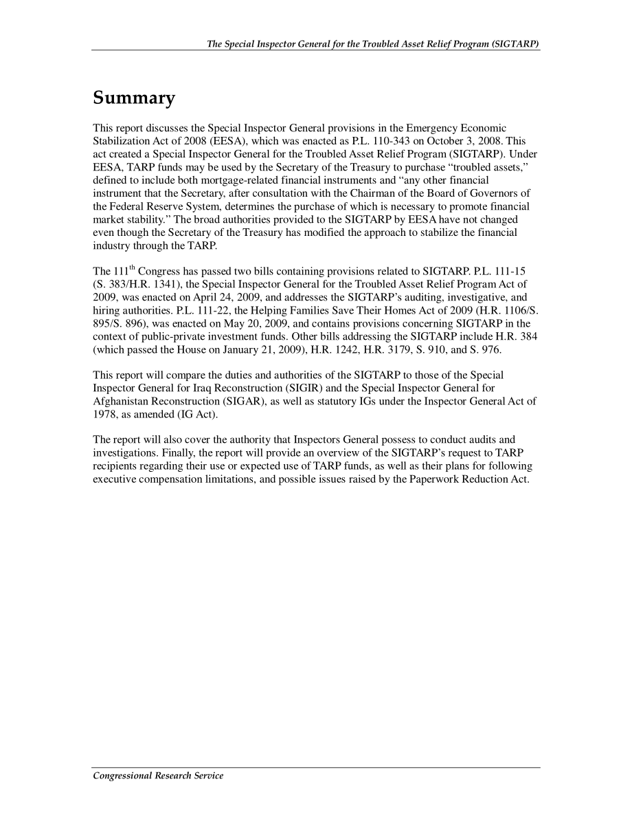 [20090910]R40099_问题资产救助计划特别监察长（SIGTARP）.pdf_第2页