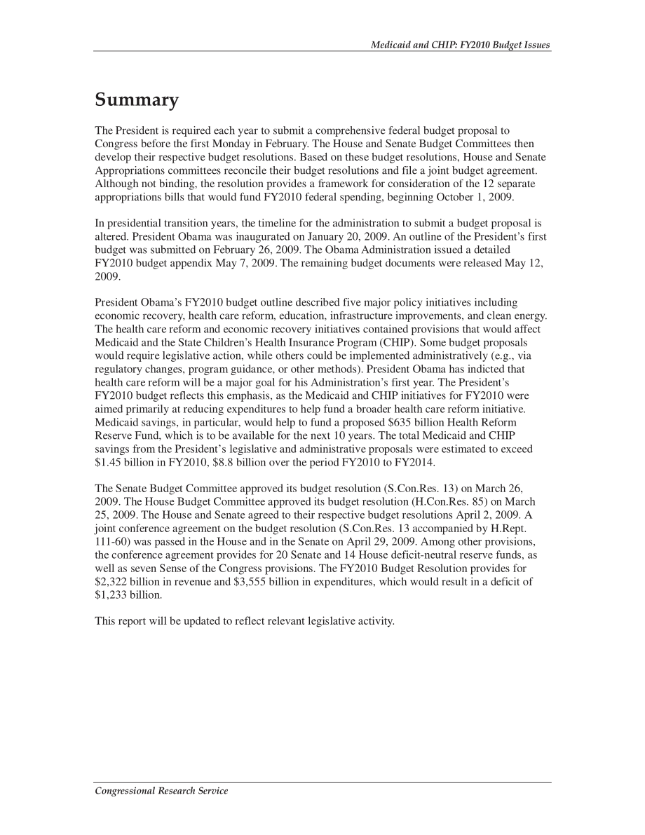 [20090619]R40659_医疗补助和国家儿童健康保险计划（CHIP）：2010财年预算问题.pdf_第2页