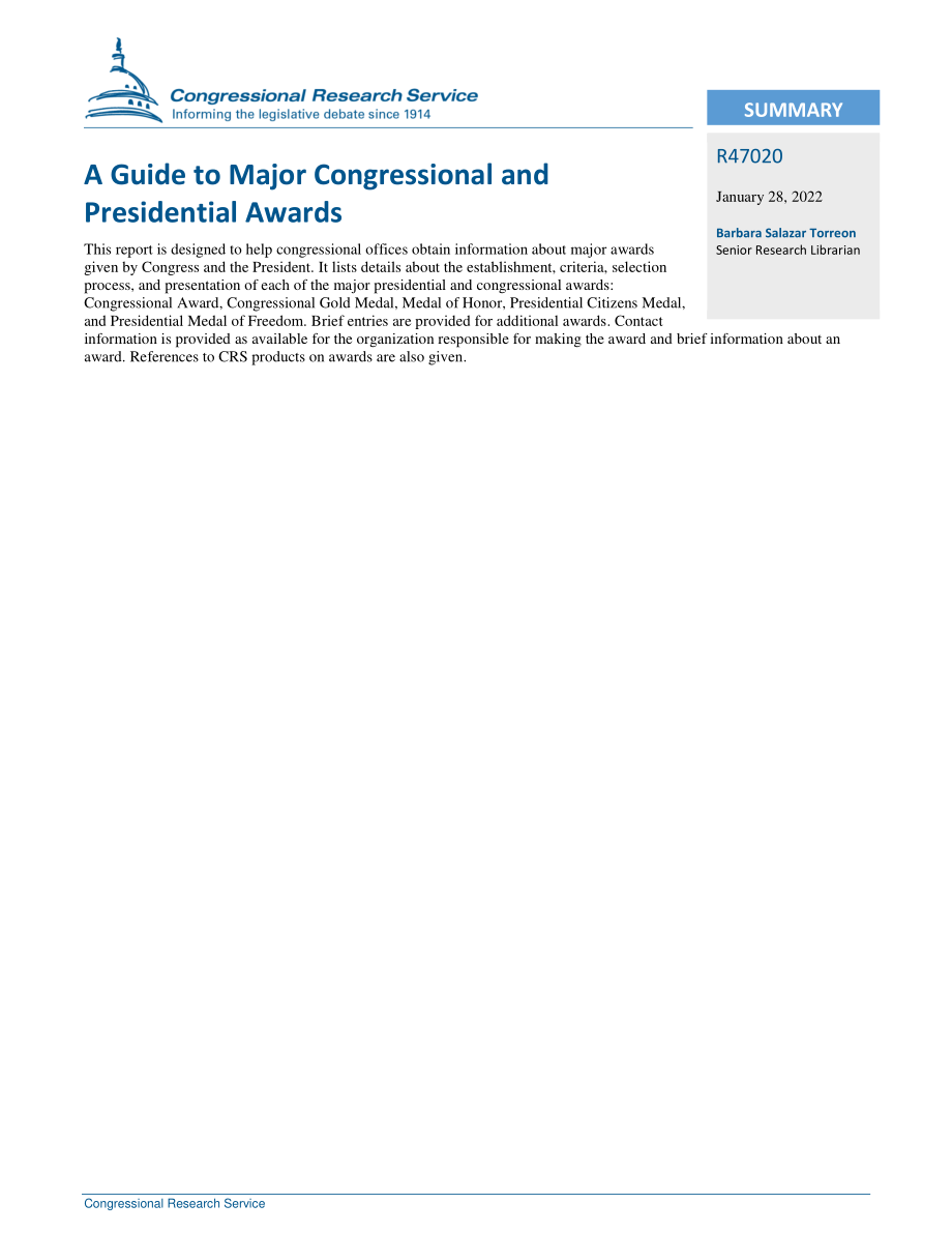 [20220128]R47020_国会和总统主要奖项指南.pdf_第2页