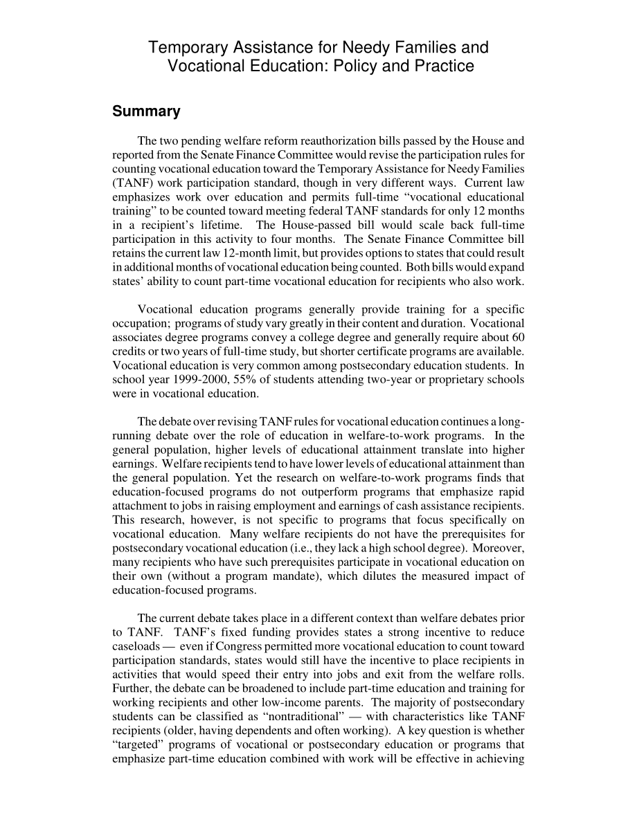 [20040802]RL32505_为贫困家庭和职业教育提供临时援助：政策与实践.pdf_第2页