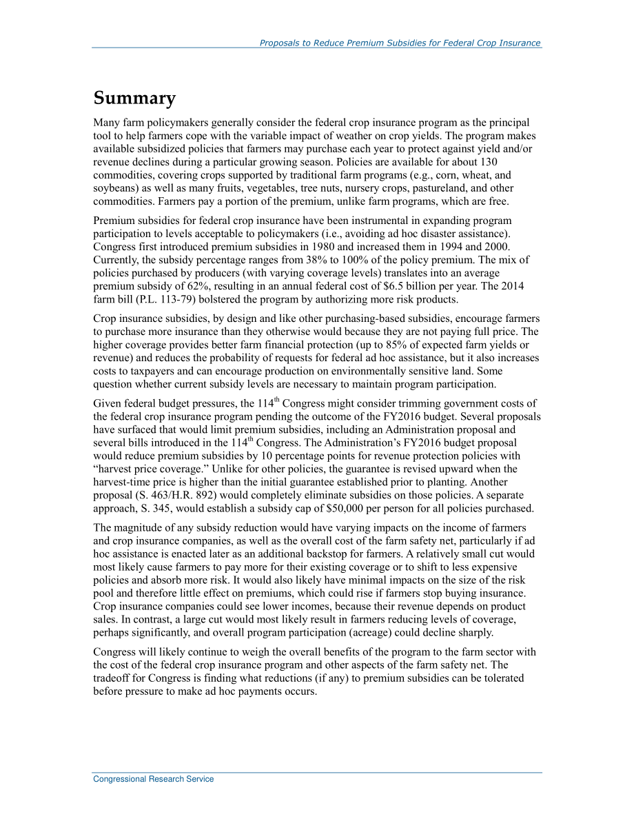 [20150320]R43951_减少联邦作物保险保费补贴的建议 .pdf_第2页
