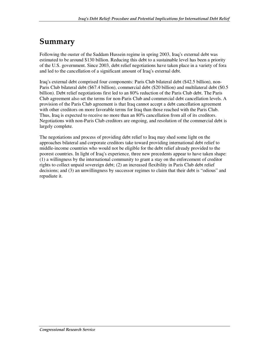 [20110329]RL33376_伊拉克债务减免：国际债务减免的程序和潜在影响.pdf_第2页