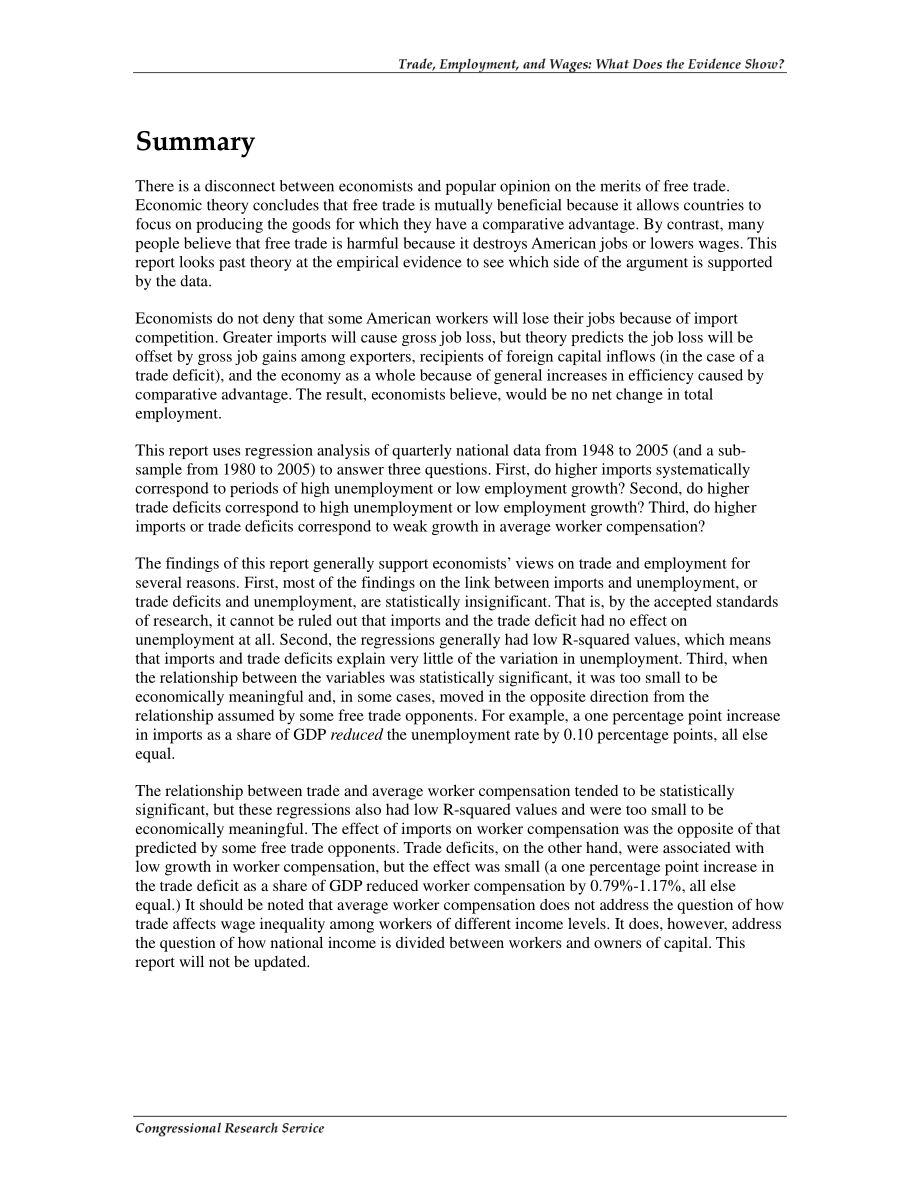 [20060605]RL33454_贸易、就业和工资：证据显示了什么？.pdf_第2页