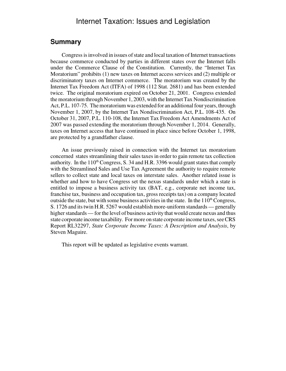 [20080707]RL33261_互联网税收：问题和立法.pdf_第2页