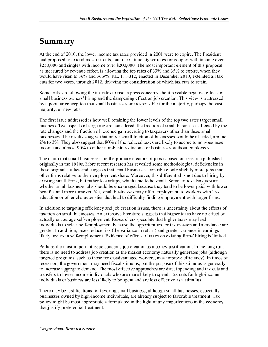 [20120801]R41392_小企业和2001年税率减免到期：经济问题.pdf_第2页