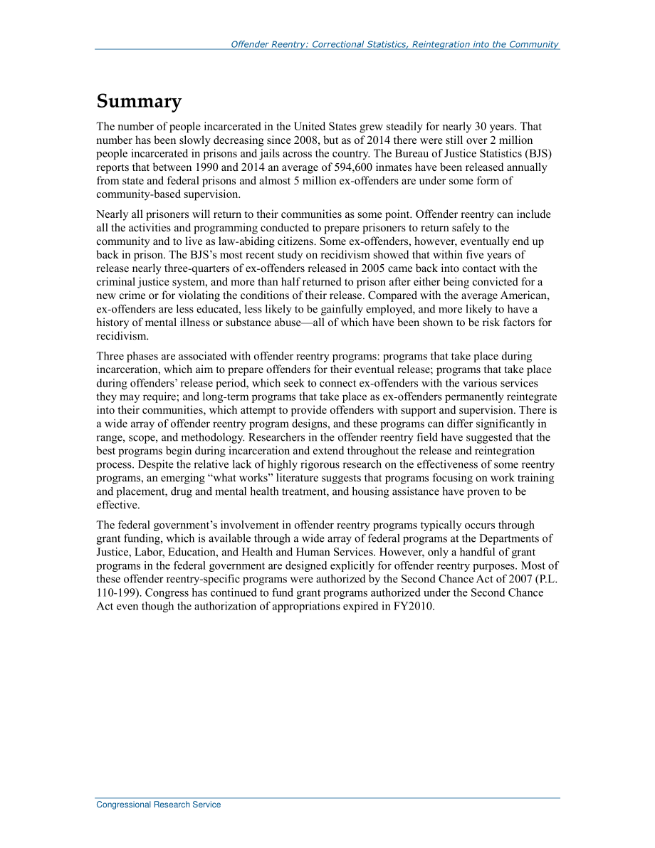 [20160331]RL34287_罪犯再入：教养统计、重返社会和累犯.pdf_第2页