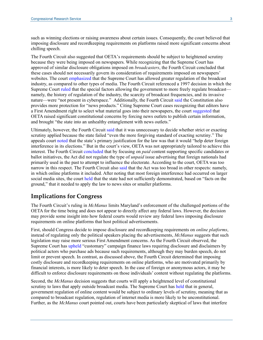 [20200110]LSB10393_上诉法院表示第一修正案限制了对在线政治广告的监管：对国会的影响.pdf_第3页
