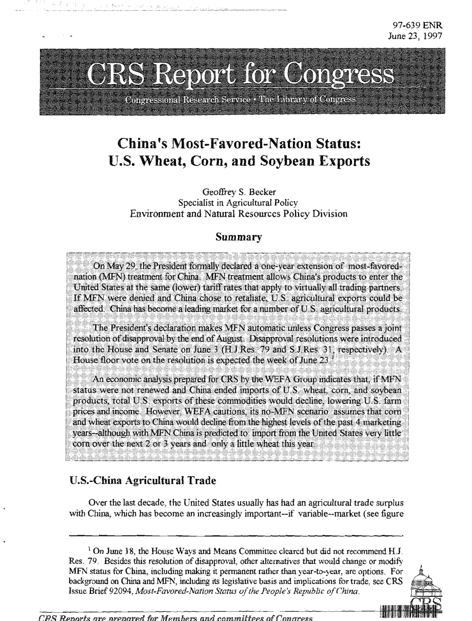 [19970623]97-639_中国最惠国待遇：美国小麦、玉米和大豆出口.pdf_第1页