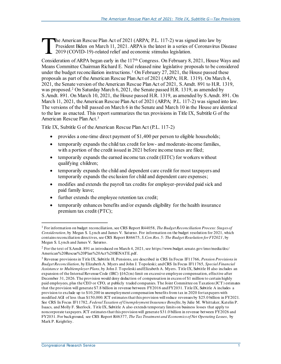 [20210316]R46680_《2021美国救援计划法案》（ARPA；P.L.117-2) 第九篇G子编——与促进经济安全有关的税收规定 .pdf_第3页