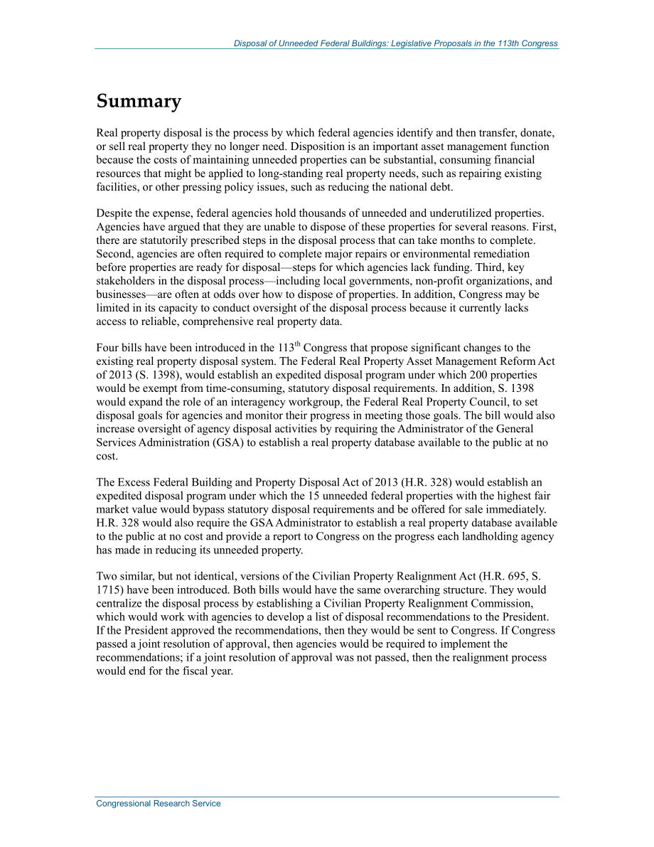 [20140616]R43247_处理不需要的联邦建筑：第113届国会的立法提案.pdf_第2页