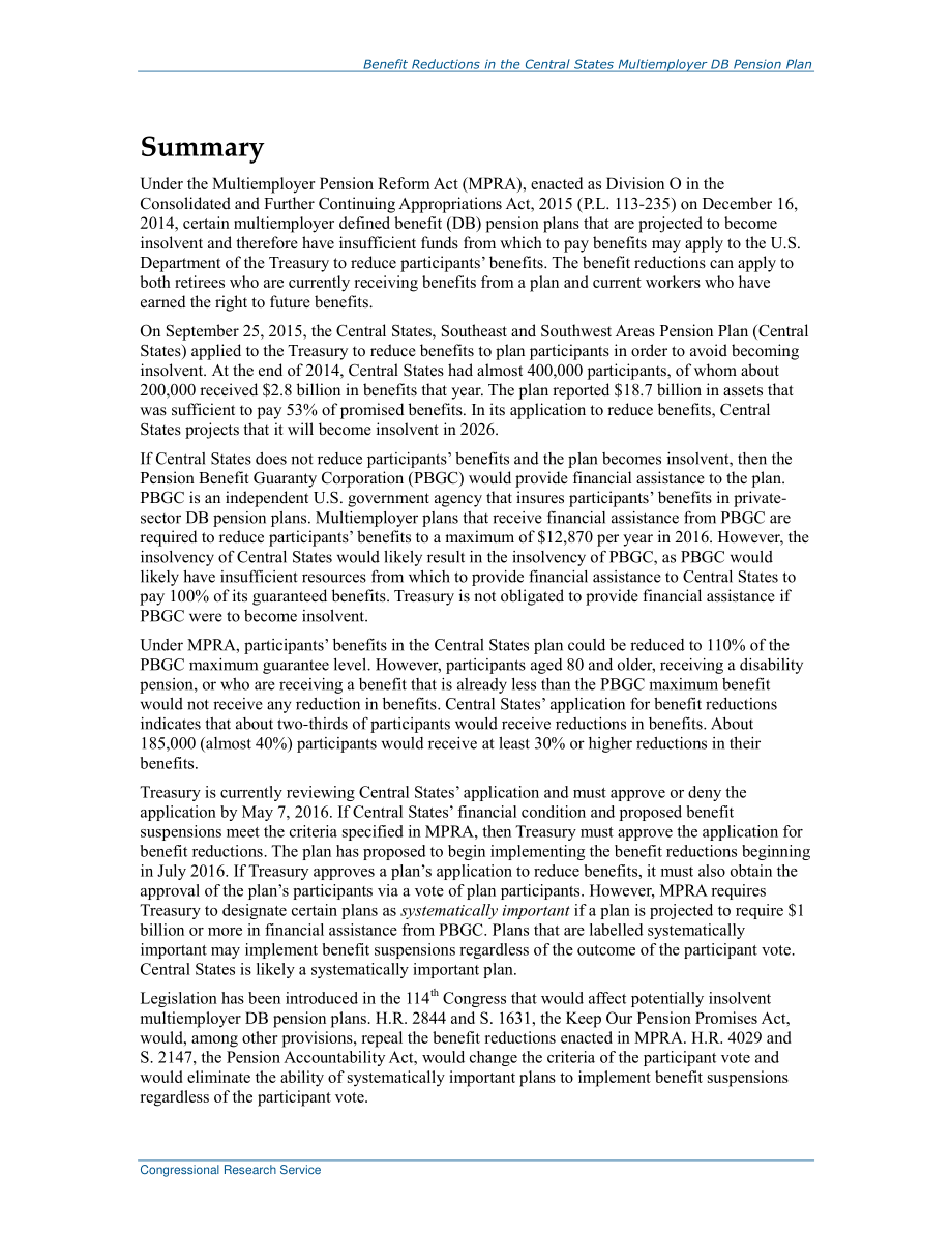 [20160128]R44355_中央各州多雇主DB养老金计划中的福利减少：常见问题解答.pdf_第2页