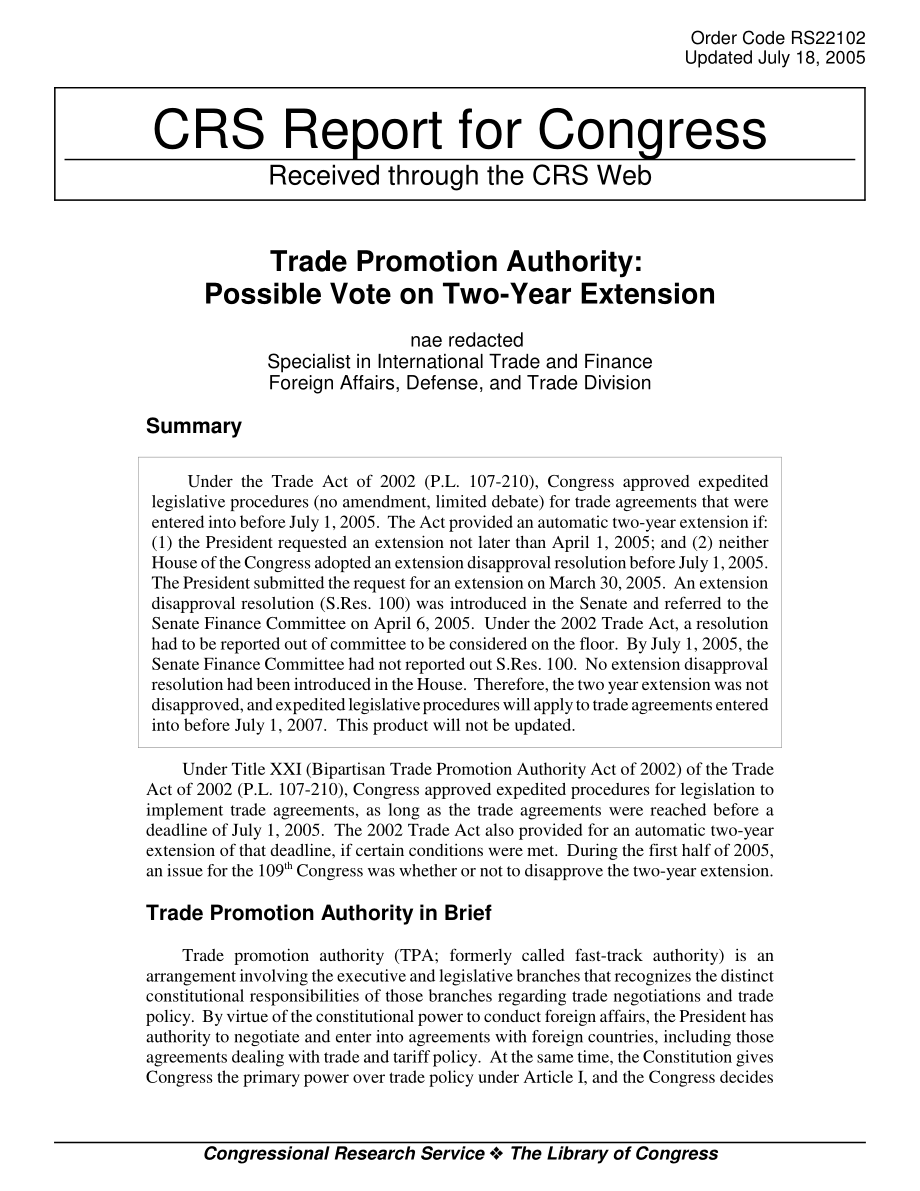 [20050718]RS22102_贸易促进局：关于延长两年的可能投票.pdf_第1页