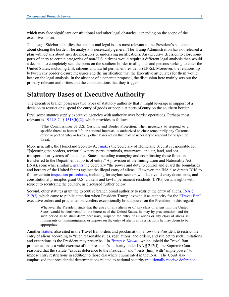 [20190412]LSB10283_总统能关闭边境吗？相关法律和注意事项.pdf_第2页