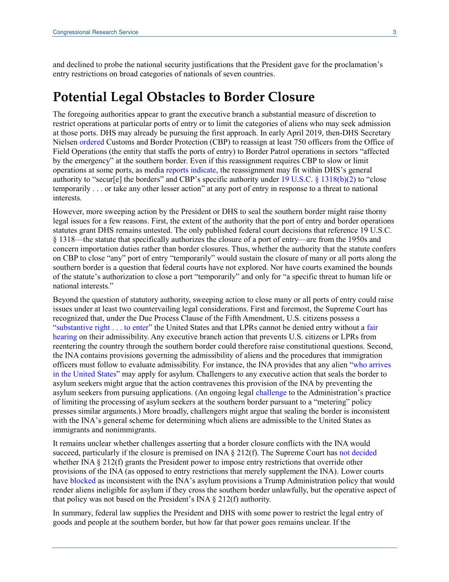 [20190412]LSB10283_总统能关闭边境吗？相关法律和注意事项.pdf_第3页