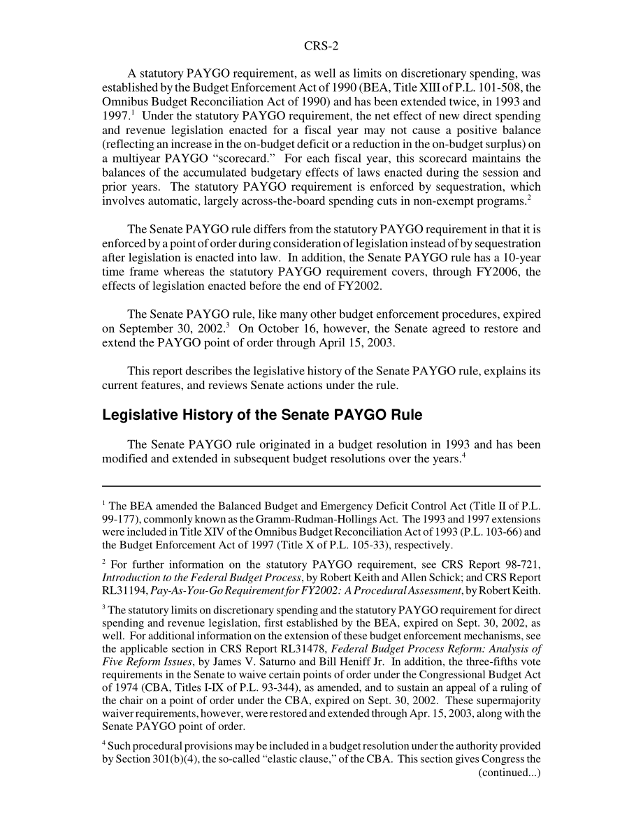 [20021022]RS21316_预算执行程序：参议院现收现付（PAYGO）规则.pdf_第2页