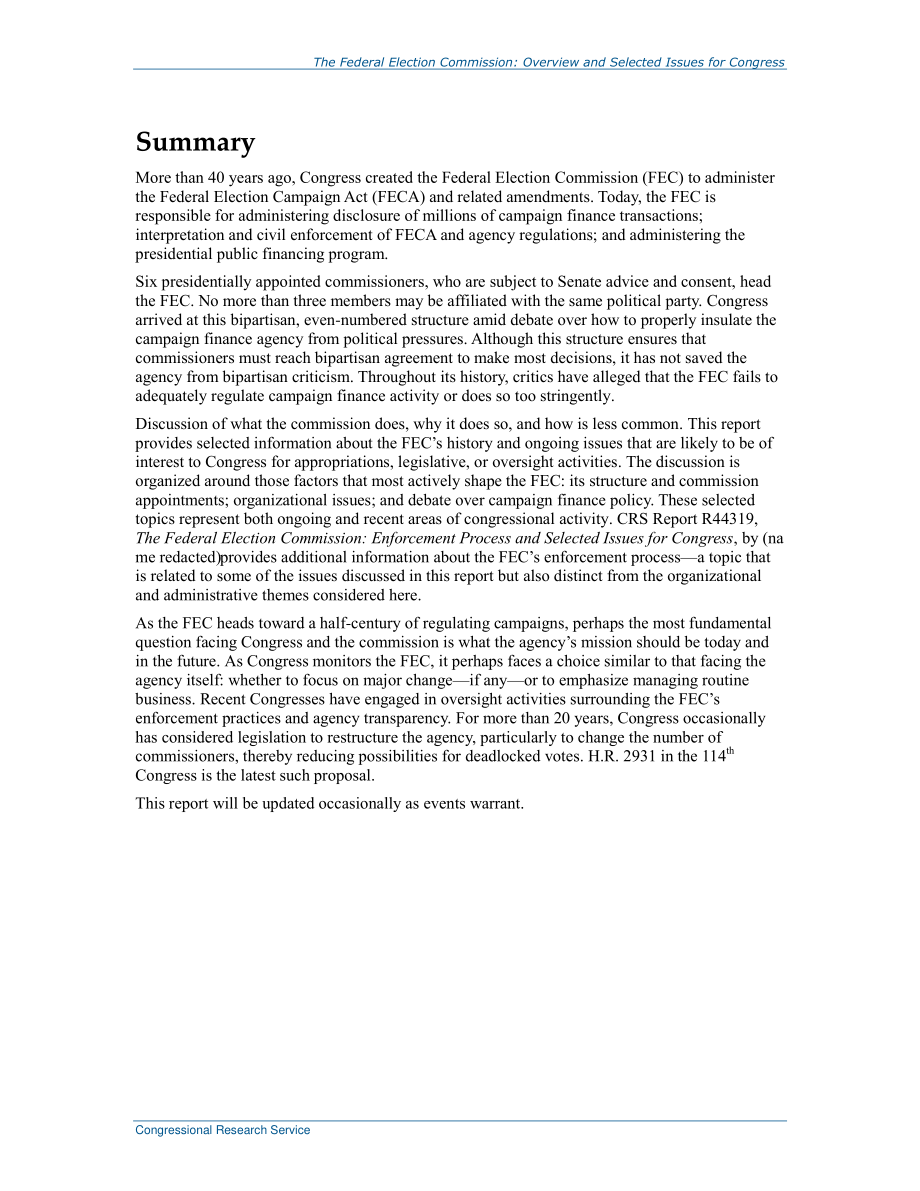 [20151222]R44318_联邦选举委员会：概述和国会选定的问题.pdf_第2页