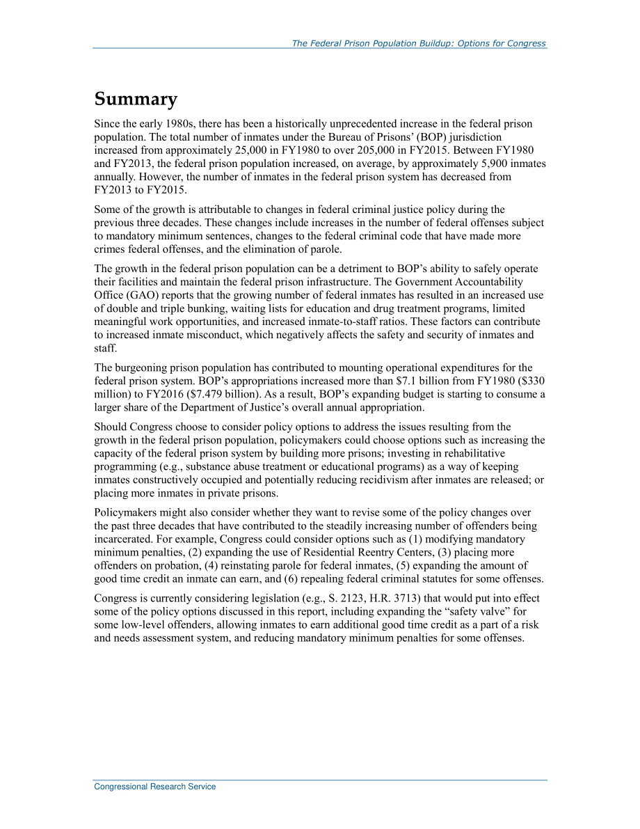 [20160520]R42937_联邦监狱人口增加：国会的选择.pdf_第2页