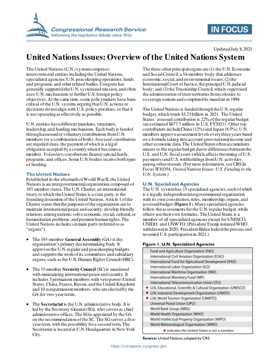 [20210708]IF11780_联合国问题：联合国系统概览.pdf_第1页