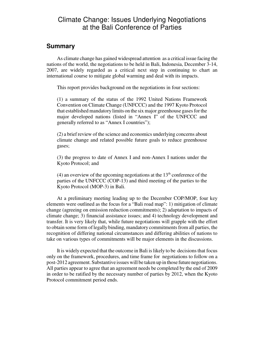 [20071126]RL34260_气候变化：巴厘缔约方会议谈判的基本问题.pdf_第2页