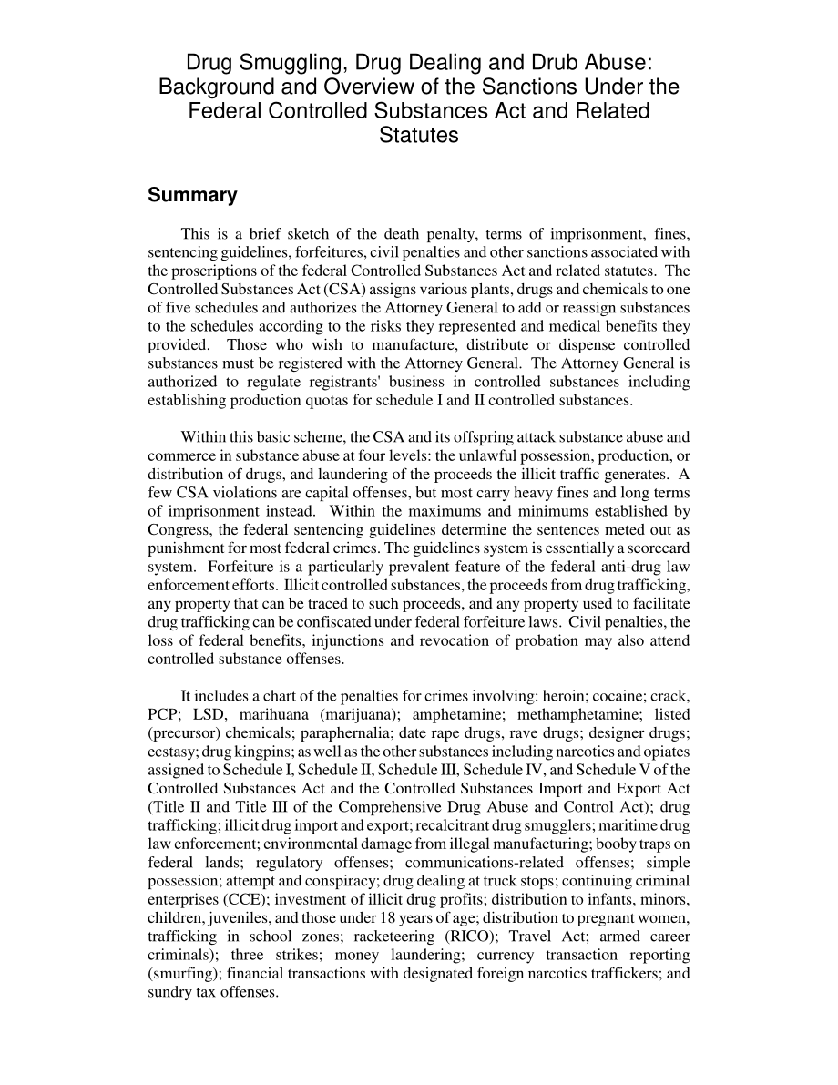 [20030130]97-141_毒品走私、毒品交易和药物滥用：《联邦管制物质法》和相关法规下制裁的背景和概述.pdf_第2页