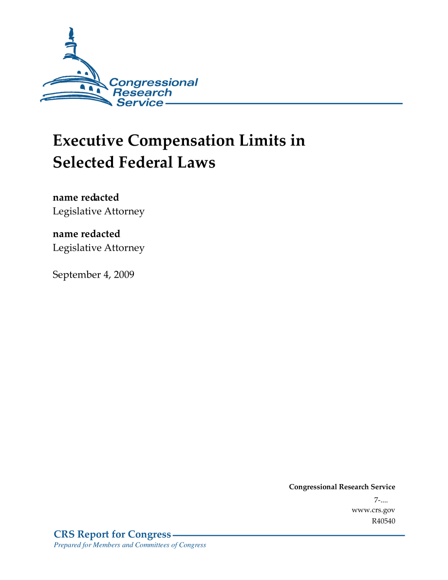[20090904]R40540_部分联邦法律中的高管薪酬限额.pdf_第1页