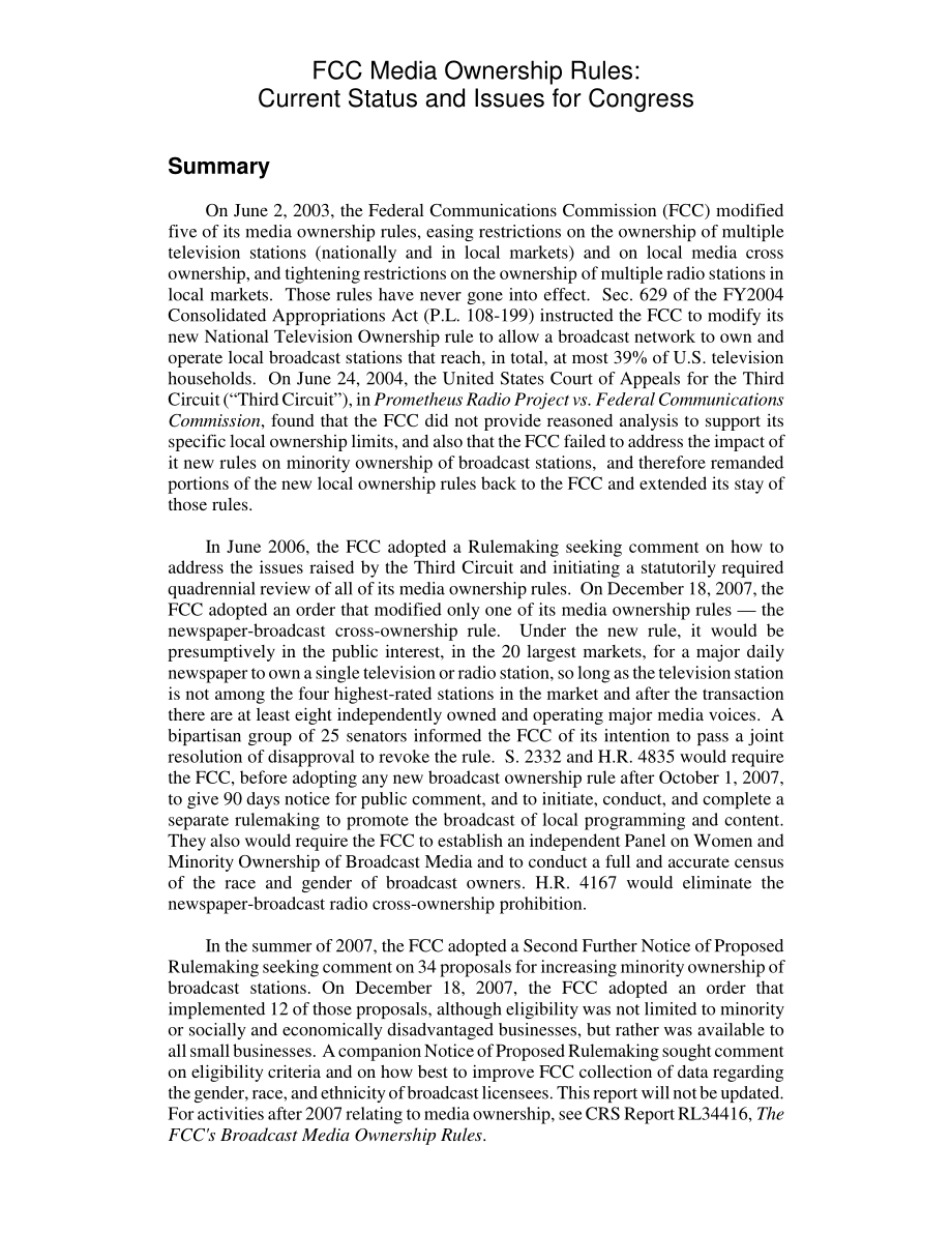 [20071226]RL31925_FCC媒体所有权规则：国会的现状和问题.pdf_第2页