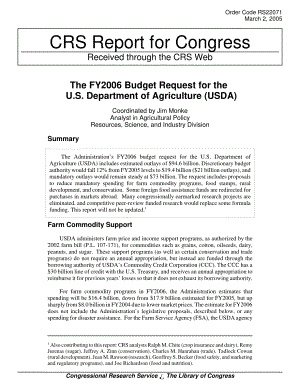 [20050302]RS22071_美国农业部（USDA）2006财年预算申请.pdf