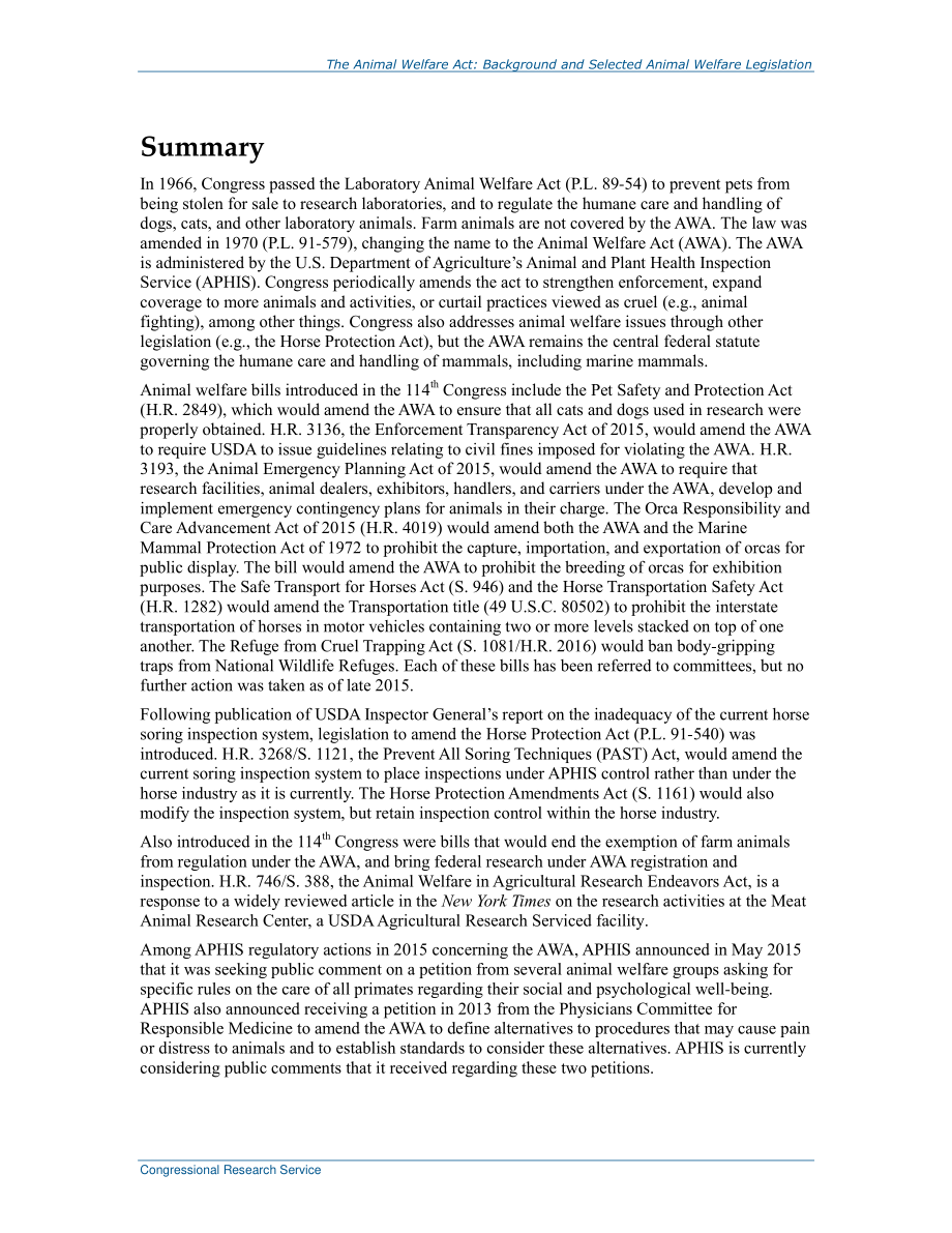 [20160105]RS22493_《动物福利法》：背景和选定的动物福利立法.pdf_第2页