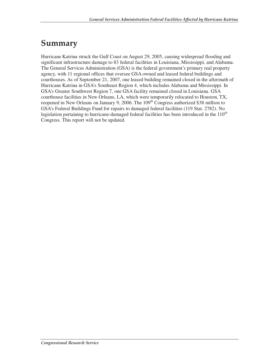 [20071123]RS22281_受卡特里娜飓风影响的美国总务管理局联邦设施.pdf_第2页