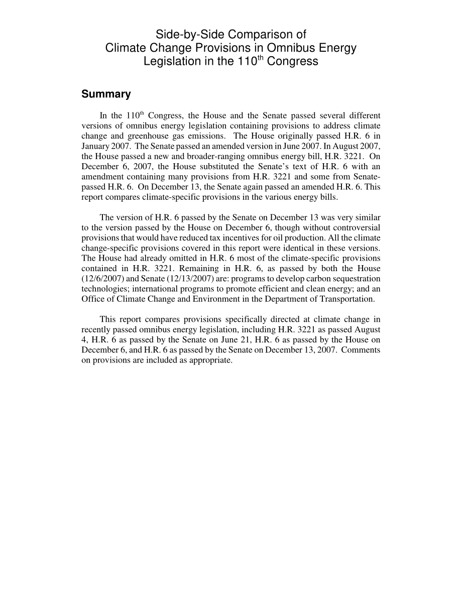 [20071214]RL34282_第110届国会综合能源立法中气候变化条款的并列比较.pdf_第2页