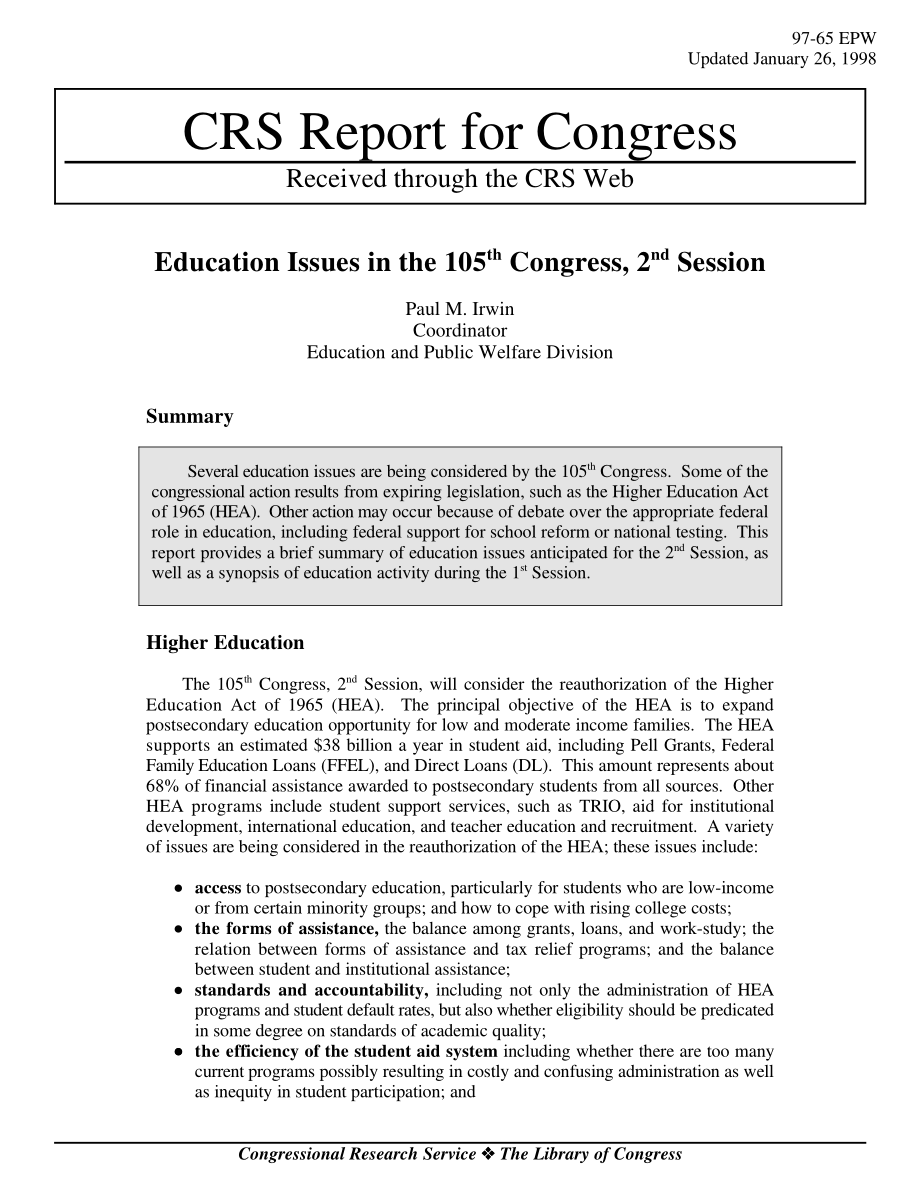 [19980126]97-65EPW_第105届国会第二届会议的教育问题.pdf_第1页